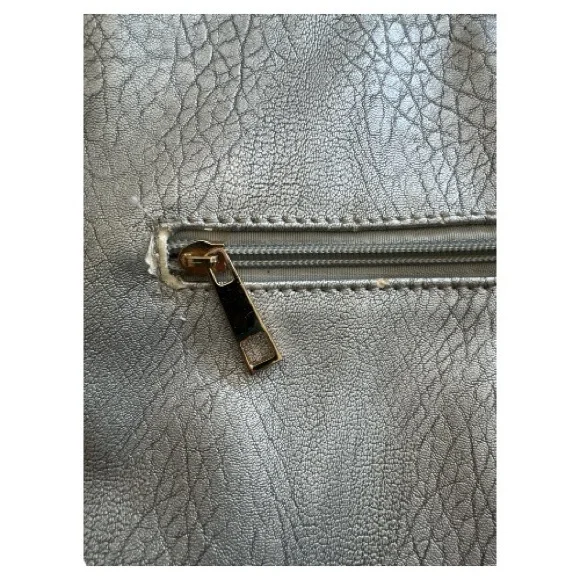 Silver & Gold Tone Chain-Trimmed Shoulder Bag - Picture 11 of 11